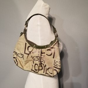 Liz Claiborne Green and Cream LC Monogram Small Purse